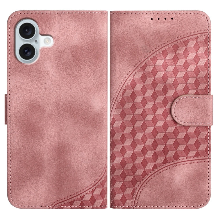YX0060 Elephant Head Embossed Phone Leather Case with Lanyard, For iPhone 16 Pro Max, For iPhone 16 Pro, For iPhone 16 Plus