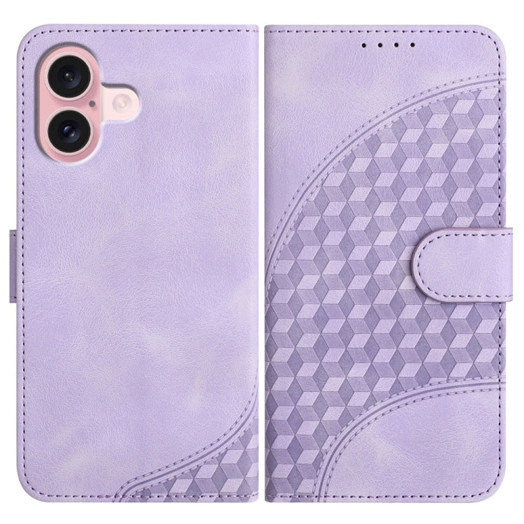 YX0060 Elephant Head Embossed Phone Leather Case with Lanyard, For iPhone 16, iPhone 16e, For iPhone 15 Pro Max