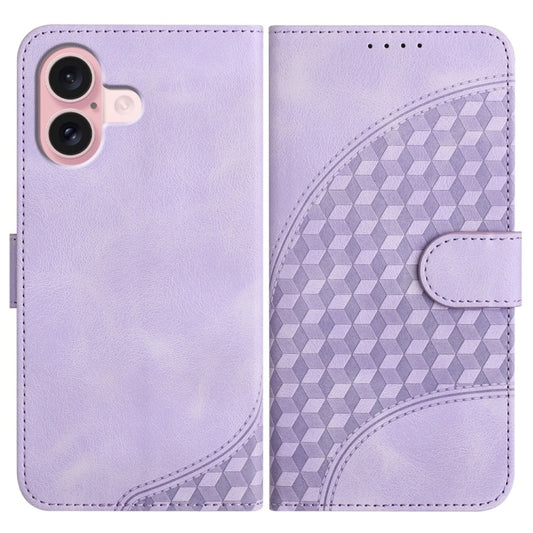 YX0060 Elephant Head Embossed Phone Leather Case with Lanyard, For iPhone 16, iPhone 16e, For iPhone 15 Pro Max