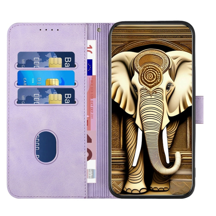 YX0060 Elephant Head Embossed Phone Leather Case with Lanyard, For iPhone 16, iPhone 16e, For iPhone 15 Pro Max