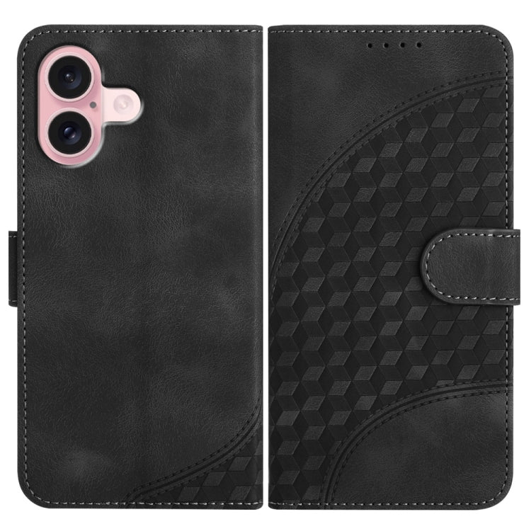 YX0060 Elephant Head Embossed Phone Leather Case with Lanyard, For iPhone 16, iPhone 16e, For iPhone 15 Pro Max