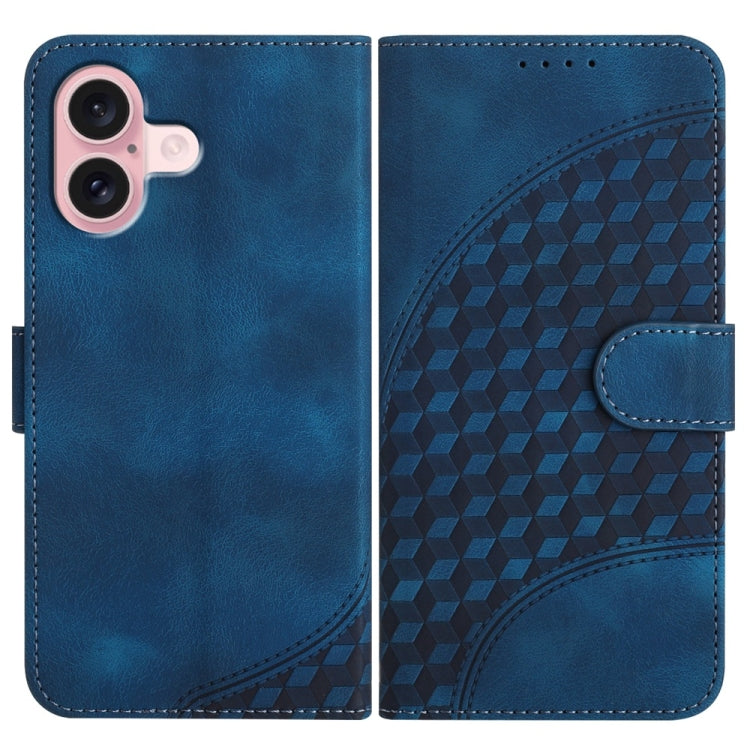 YX0060 Elephant Head Embossed Phone Leather Case with Lanyard, For iPhone 16, iPhone 16e, For iPhone 15 Pro Max