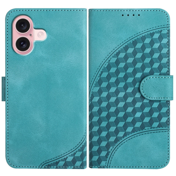 YX0060 Elephant Head Embossed Phone Leather Case with Lanyard, For iPhone 16, iPhone 16e, For iPhone 15 Pro Max