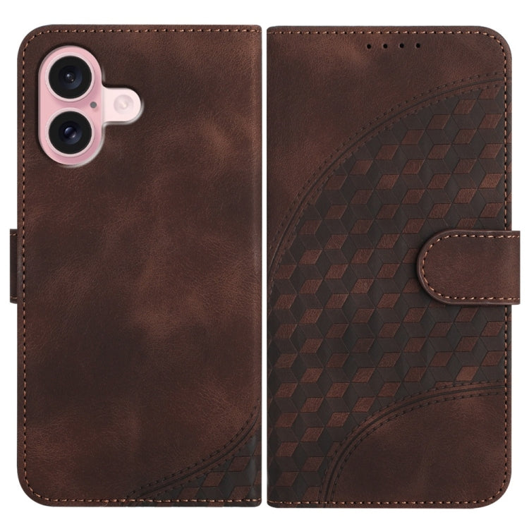 YX0060 Elephant Head Embossed Phone Leather Case with Lanyard, For iPhone 16, iPhone 16e, For iPhone 15 Pro Max