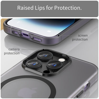 جراب هاتف MagSafe Frosted شفاف من مادة TPU + PC بتغطية كاملة، مناسب لأجهزة iPhone 16 وiPhone 15 Pro Max وiPhone 15 Pro وiPhone 15 Plus وiPhone 15