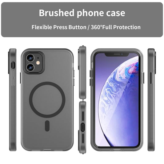 جراب هاتف MagSafe Frosted شفاف من مادة TPU + PC بتغطية كاملة، لهاتف iPhone 12 Pro، وiPhone 11 Pro Max، وiPhone 11، وiPhone 11 Pro
