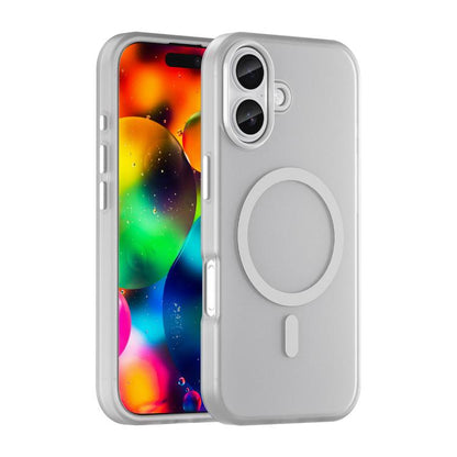 جراب هاتف MagSafe Frosted شفاف من مادة TPU + PC بتغطية كاملة، مناسب لأجهزة iPhone 17 وiPhone 16e وiPhone 16 Pro Max وiPhone 16 Pro وiPhone 16 Plus