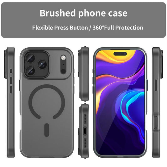 جراب هاتف MagSafe Frosted شفاف من مادة TPU + PC بتغطية كاملة، مناسب لأجهزة iPhone 17 وiPhone 16e وiPhone 16 Pro Max وiPhone 16 Pro وiPhone 16 Plus