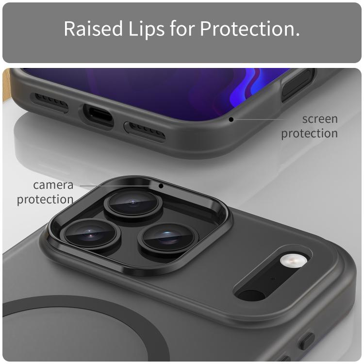 جراب هاتف MagSafe Frosted شفاف من مادة TPU + PC بتغطية كاملة، مناسب لأجهزة iPhone 17 وiPhone 16e وiPhone 16 Pro Max وiPhone 16 Pro وiPhone 16 Plus