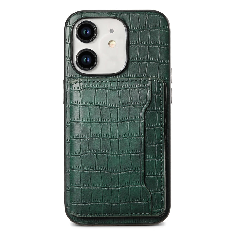 Crocodile Texture Card Bag Design Full Coverage Phone Case, For iPhone 13 Pro, For iPhone 13, For iPhone 12 Pro / 12, For iPhone 12 Pro Max, For iPhone 11 Pro Max, For iPhone 11, For iPhone 11 Pro