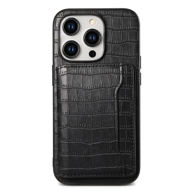 Crocodile Texture Card Bag Design Full Coverage Phone Case, For iPhone 13 Pro, For iPhone 13, For iPhone 12 Pro / 12, For iPhone 12 Pro Max, For iPhone 11 Pro Max, For iPhone 11, For iPhone 11 Pro