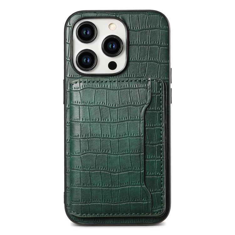 Crocodile Texture Card Bag Design Full Coverage Phone Case, For iPhone 13 Pro, For iPhone 13, For iPhone 12 Pro / 12, For iPhone 12 Pro Max, For iPhone 11 Pro Max, For iPhone 11, For iPhone 11 Pro