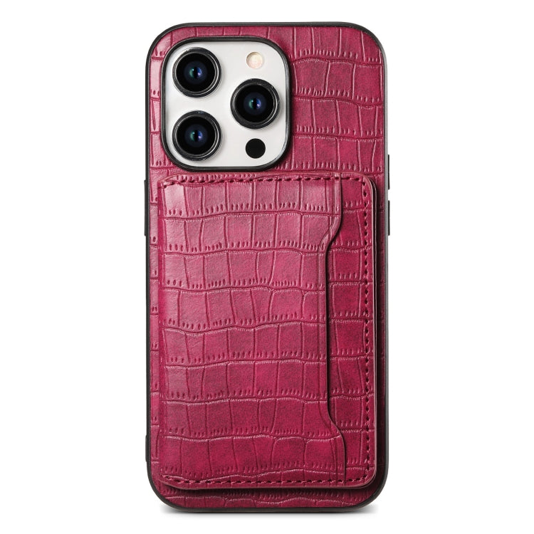 Crocodile Texture Card Bag Design Full Coverage Phone Case, For iPhone 13 Pro, For iPhone 13, For iPhone 12 Pro / 12, For iPhone 12 Pro Max, For iPhone 11 Pro Max, For iPhone 11, For iPhone 11 Pro