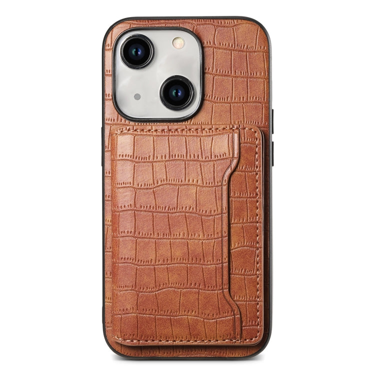 Crocodile Texture Card Bag Design Full Coverage Phone Case, For iPhone 13 Pro, For iPhone 13, For iPhone 12 Pro / 12, For iPhone 12 Pro Max, For iPhone 11 Pro Max, For iPhone 11, For iPhone 11 Pro