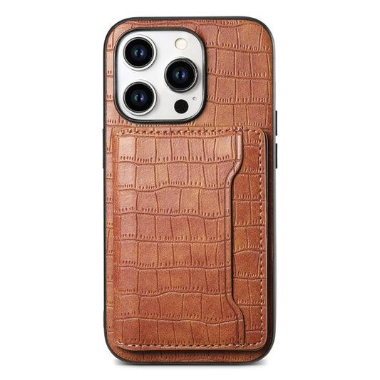 Crocodile Texture Card Bag Design Full Coverage Phone Case, For iPhone 13 Pro, For iPhone 13, For iPhone 12 Pro / 12, For iPhone 12 Pro Max, For iPhone 11 Pro Max, For iPhone 11, For iPhone 11 Pro