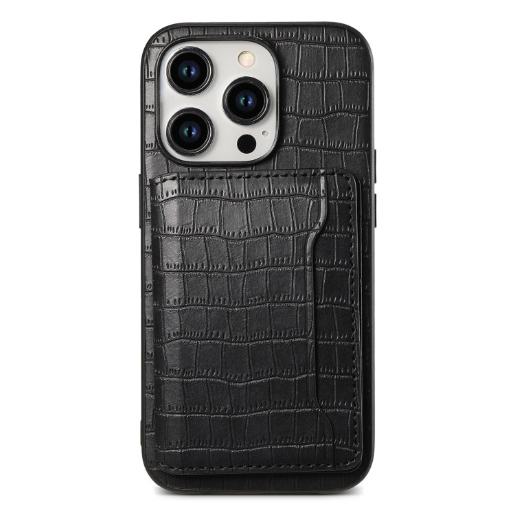 Crocodile Texture Card Bag Design Full Coverage Phone Case, For iPhone 13 Pro, For iPhone 13, For iPhone 12 Pro / 12, For iPhone 12 Pro Max, For iPhone 11 Pro Max, For iPhone 11, For iPhone 11 Pro