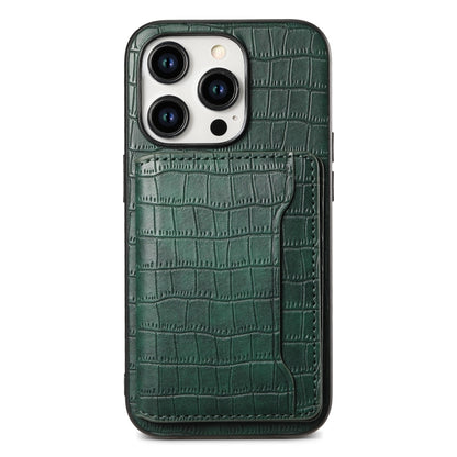 Crocodile Texture Card Bag Design Full Coverage Phone Case, For iPhone 13 Pro, For iPhone 13, For iPhone 12 Pro / 12, For iPhone 12 Pro Max, For iPhone 11 Pro Max, For iPhone 11, For iPhone 11 Pro