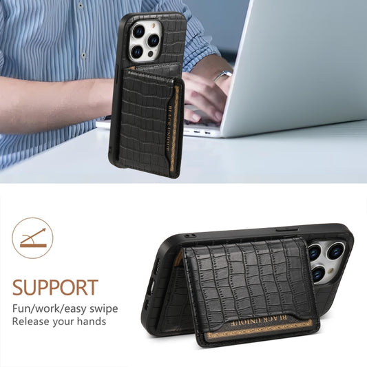Crocodile Texture Card Bag Design Full Coverage Phone Case, For iPhone 13 Pro, For iPhone 13, For iPhone 12 Pro / 12, For iPhone 12 Pro Max, For iPhone 11 Pro Max, For iPhone 11, For iPhone 11 Pro