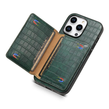 Crocodile Texture Card Bag Design Full Coverage Phone Case, For iPhone 13 Pro, For iPhone 13, For iPhone 12 Pro / 12, For iPhone 12 Pro Max, For iPhone 11 Pro Max, For iPhone 11, For iPhone 11 Pro