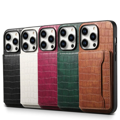 Crocodile Texture Card Bag Design Full Coverage Phone Case, For iPhone 13 Pro, For iPhone 13, For iPhone 12 Pro / 12, For iPhone 12 Pro Max, For iPhone 11 Pro Max, For iPhone 11, For iPhone 11 Pro