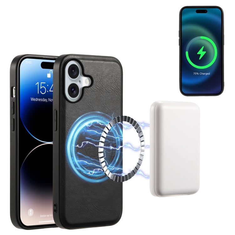 Denior Cowhide Texture Leather MagSafe Phone Case, For iPhone 16 Pro Max, For iPhone 16 Pro, For iPhone 16 Plus, For iPhone 16, For iPhone 15 Pro Max, For iPhone 15 Pro