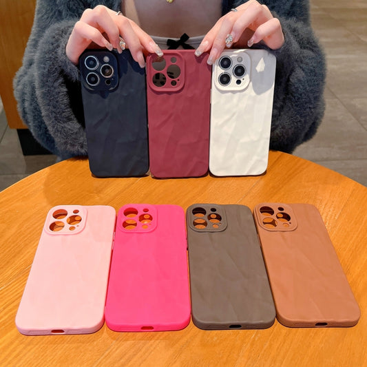 جراب هاتف TPU بملمس التجاعيد المصقولة، مناسب لأجهزة iPhone 16 Pro Max، iPhone 16 Pro، iPhone 16 Plus، iPhone 16، iPhone 15 Pro Max، iPhone 15 Pro، iPhone 15 Plus