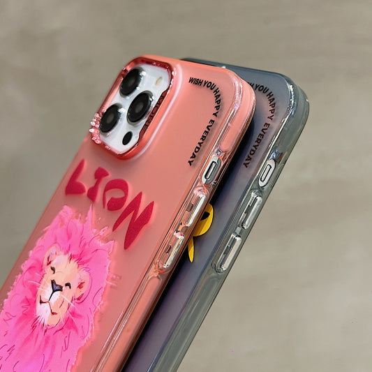 جراب هاتف بحلقة عدسة مطلية بالكهرباء، مطبوع عليه رسم حيوان كرتوني، مناسب لأجهزة iPhone 15 Pro Max، iPhone 15 Pro، iPhone 15، iPhone 14، iPhone 14 Pro، iPhone 14 Pro Max، iPhone 13 Pro Max، iPhone 13 Pro، iPhone 13