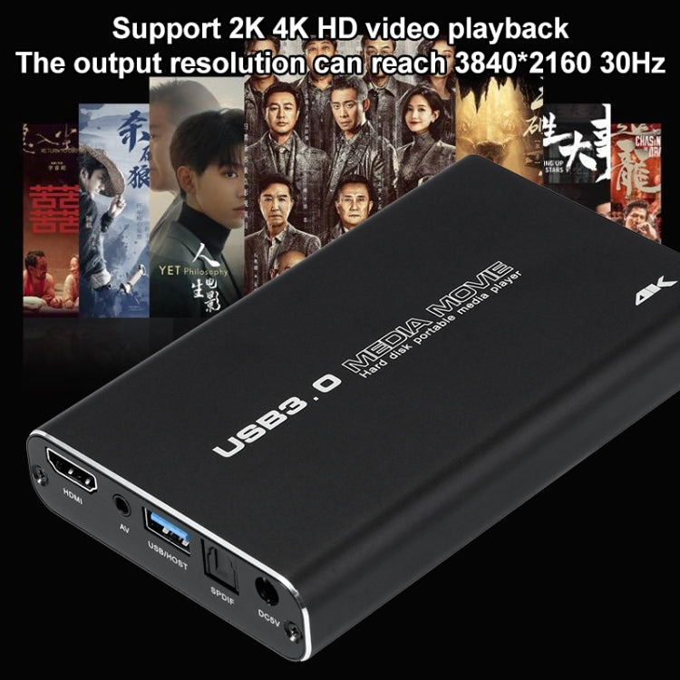 MP2506P 4K 30Hz HD Media Player, Support Auto Loop Play Videos & Photos & Music