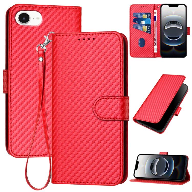جراب هاتف YX0070 من ألياف الكربون مع مشبك جلدي وحزام، مناسب لأجهزة iPhone 17 Pro Max وiPhone 17 Pro وiPhone 17 وiPhone 17 Air وiPhone 16e وiPhone 16 Pro Max