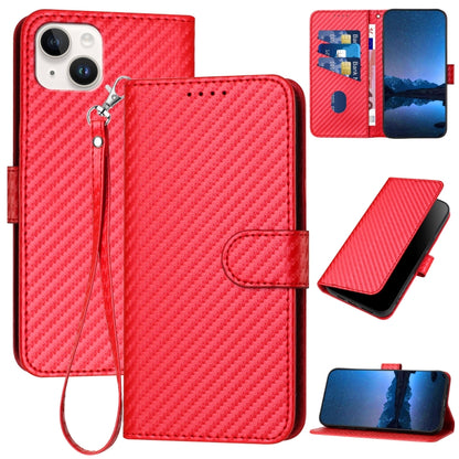 جراب هاتف YX0070 من ألياف الكربون مع مشبك جلدي وحزام، مناسب لأجهزة iPhone 15 وiPhone 14 Plus وiPhone 14 وiPhone 14 Pro وiPhone 14 Pro Max وiPhone SE 2022 / SE 2020 / 8 / 7