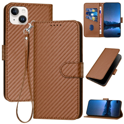 جراب هاتف YX0070 من ألياف الكربون مع مشبك جلدي وحزام، مناسب لأجهزة iPhone 15 وiPhone 14 Plus وiPhone 14 وiPhone 14 Pro وiPhone 14 Pro Max وiPhone SE 2022 / SE 2020 / 8 / 7