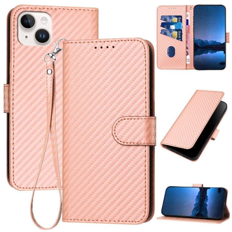 جراب هاتف YX0070 من ألياف الكربون مع مشبك جلدي وحزام، مناسب لأجهزة iPhone 15 وiPhone 14 Plus وiPhone 14 وiPhone 14 Pro وiPhone 14 Pro Max وiPhone SE 2022 / SE 2020 / 8 / 7