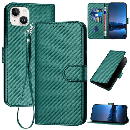 جراب هاتف YX0070 من ألياف الكربون مع مشبك جلدي وحزام، مناسب لأجهزة iPhone 15 وiPhone 14 Plus وiPhone 14 وiPhone 14 Pro وiPhone 14 Pro Max وiPhone SE 2022 / SE 2020 / 8 / 7