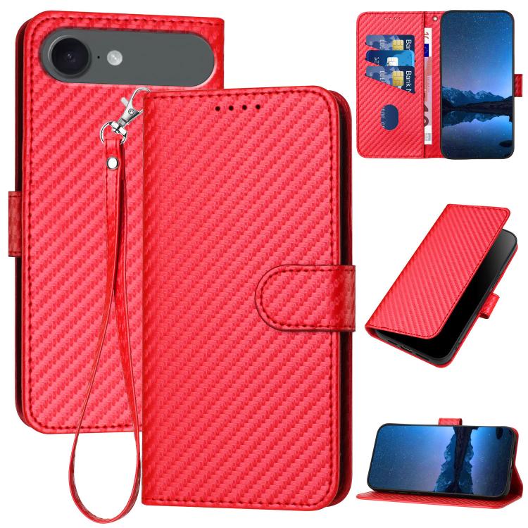 جراب هاتف YX0070 من ألياف الكربون مع مشبك جلدي وحزام، مناسب لأجهزة iPhone 17 Pro Max وiPhone 17 Pro وiPhone 17 وiPhone 17 Air وiPhone 16e وiPhone 16 Pro Max