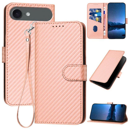 جراب هاتف YX0070 من ألياف الكربون مع مشبك جلدي وحزام، مناسب لأجهزة iPhone 17 Pro Max وiPhone 17 Pro وiPhone 17 وiPhone 17 Air وiPhone 16e وiPhone 16 Pro Max