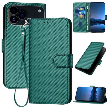جراب هاتف YX0070 من ألياف الكربون مع مشبك جلدي وحزام، مناسب لأجهزة iPhone 17 Pro Max وiPhone 17 Pro وiPhone 17 وiPhone 17 Air وiPhone 16e وiPhone 16 Pro Max