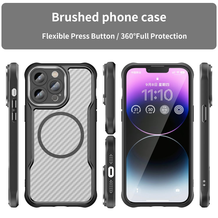 Carbon Fiber Texture MagSafe Translucent Phone Case, For iPhone 15 Pro, For iPhone 15 Plus / 14 Plus, For iPhone 15, For iPhone 14 / 13, For iPhone 14 Pro, For iPhone 14 Pro Max
