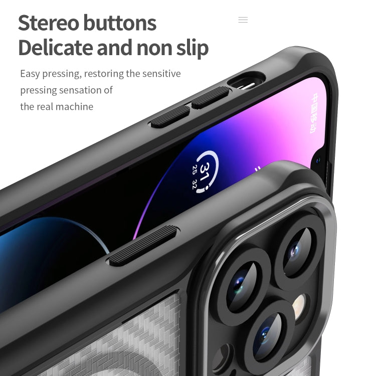 Carbon Fiber Texture MagSafe Translucent Phone Case, For iPhone 15 Pro, For iPhone 15 Plus / 14 Plus, For iPhone 15, For iPhone 14 / 13, For iPhone 14 Pro, For iPhone 14 Pro Max