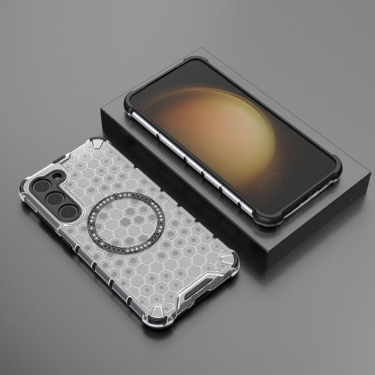 جراب هاتف مضاد للصدمات بحلقة مغناطيسية على شكل قرص العسل، لهاتف Samsung Galaxy S23+ 5G، لهاتف Samsung Galaxy S23 5G