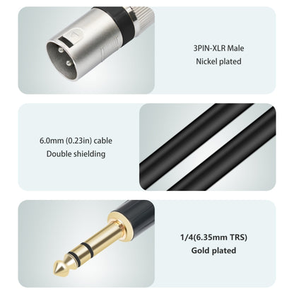 TC145BK55 6.35mm 1/4 TRS Male to XLR 3pin Male Microphone Cable