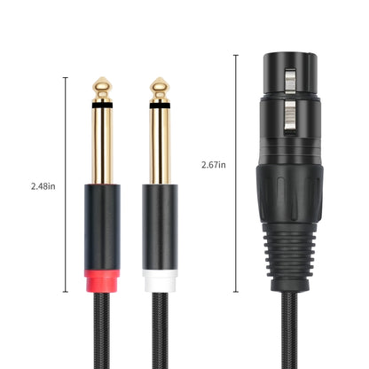2020Y63 XLR Female to Dual 6.35mm 1/4 TRS Male Y-type Audio Cable