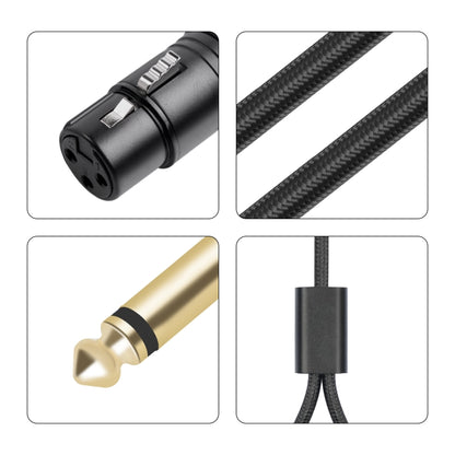 2020Y63 XLR Female to Dual 6.35mm 1/4 TRS Male Y-type Audio Cable