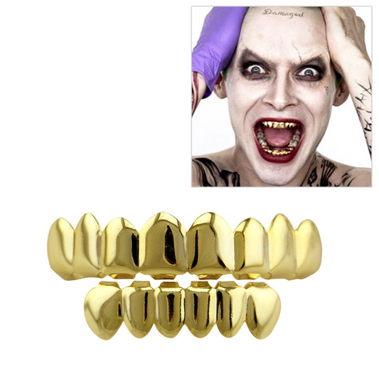 طقم أسنان ذهبية من إكسسوارات الهيب هوب مطلية بالذهب الحقيقي، طقم أسنان علوي ناعم، ثمانية أسنان سفلية، ستة أسنان