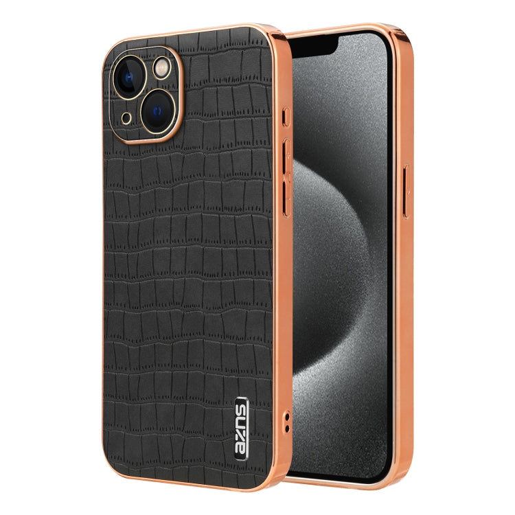 AZNS Electroplated Frame Crocodile Texture Full Coverage Phone Case