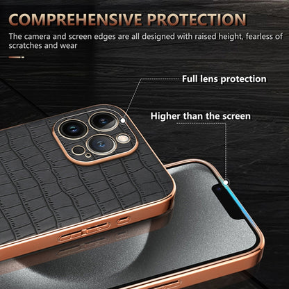 AZNS Electroplated Frame Crocodile Texture Full Coverage Phone Case