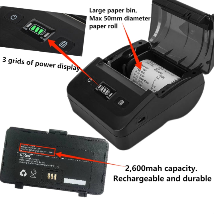 BT-802 80mm USB-C/Type-C + Bluetooth Portable Thermal Printer