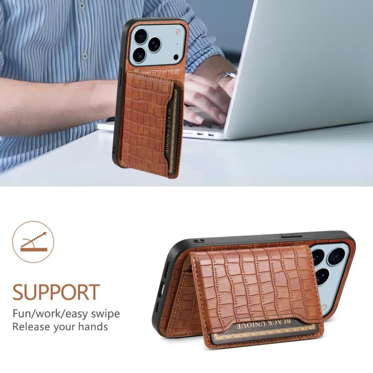 Crocodile Texture Card Bag Design Full Coverage Phone Case