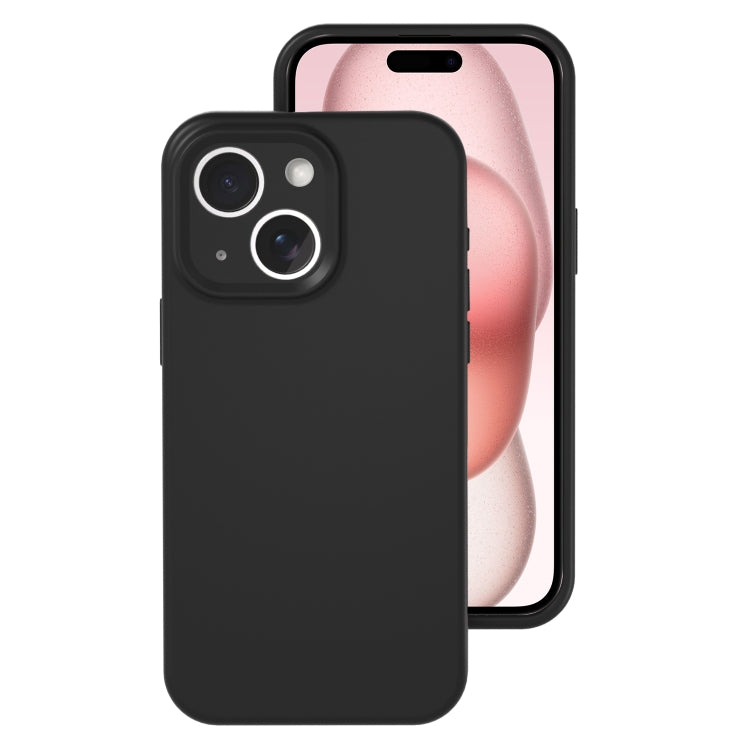 جراب هاتف من السيليكون السائل بفتحة دقيقة مع تغطية كاملة، مناسب لهاتف iPhone 15 Plus