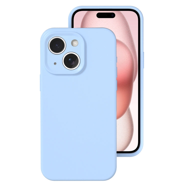 جراب هاتف من السيليكون السائل بفتحة دقيقة مع تغطية كاملة، مناسب لهاتف iPhone 15 Plus
