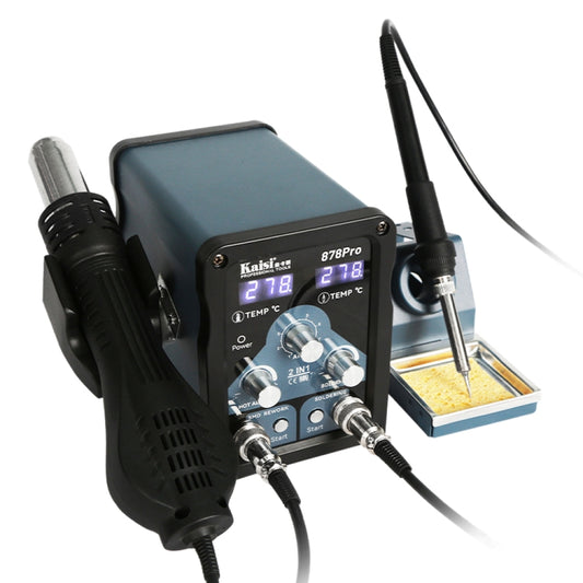 Kaisi 878Pro 2 in 1 Smart Sleep Lead-free Digital Display Hot Air Gun Soldering Iron Station, US Plug, EU Plug